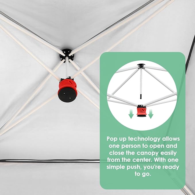 TLSUNNY 13X13 Pop Up Canopy Tent, Camping Shader W/Overhanging Eaves & Sand Bag, Outdoor Gazebo Shelter W/One Push Setup & Wheeled Bag, Height Adjustable, for Patio, Market, Party (White, 13FTX13FT)