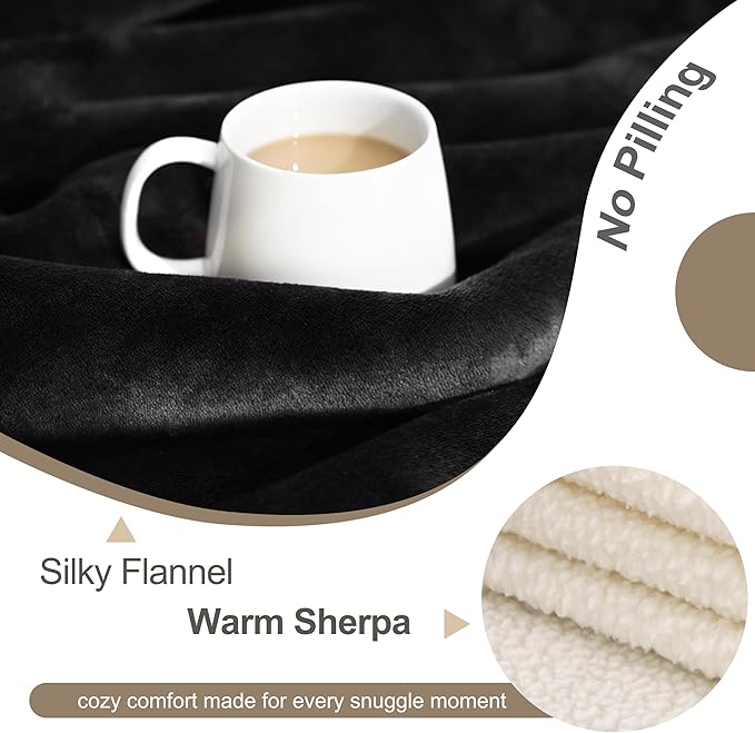 gogobunny Waterproof Pet Blanket for Small Dogs and Cats, Reversible Sherpa Fleece Soft Plush Throw for Couch Protection, Washable Furniture Protector (Black, 30x40 inches)