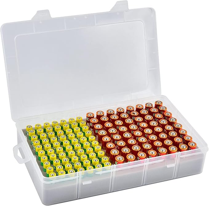 Battery Storage Organizer Case, Battery Vault Box Holder Container for 134pcs AA AAA Batteries, Garage Organization Carrying Bag Fits Home Kitchen Warehouse (Batteries Not Include)