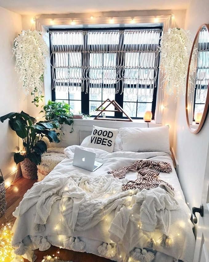 Fake Hanging Plants Artificial Plants Indoor Fake Plant Faux Hanging Plants Indoor Money Plants for Room Wedding Proch Yard Outdoor Home Wall Kitchen Bathroom Indoor Decoration in 3 Pcs(Pure White)