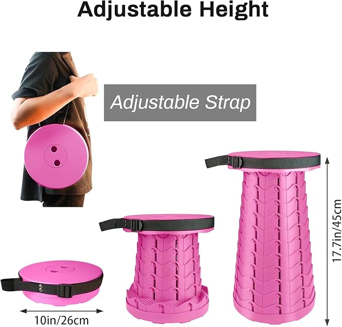 FoldingStool Colorful Stool Body Portable Collapsible Stool Seat Max Load Capacity 397lbs, Telescopic Folding Stools Retractable Stools for Adults Camping Hiking Travel Outdoor BBQ