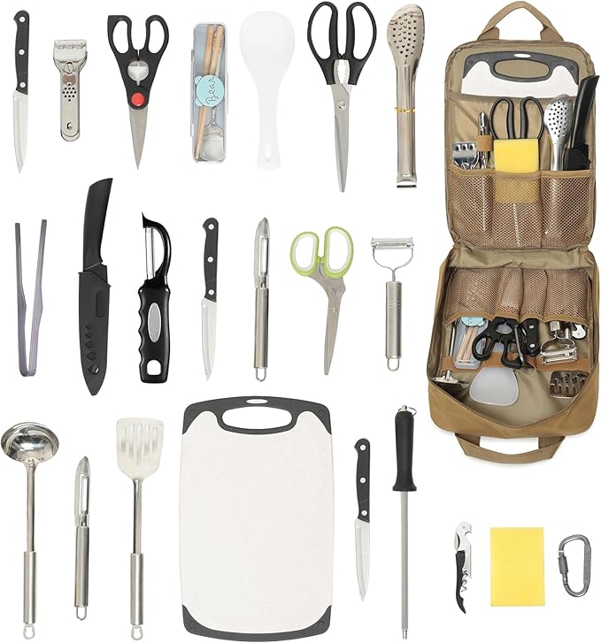 Tactical Camp Kitchen Organizer Camping Cooking Utensils Bag for BBQ, Picnic, Travel & Hiking (Bag Only)