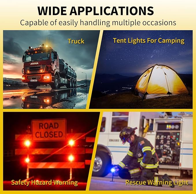 Tumecos Emergency Flare Alert Warning Signal Caution Light LED Beacon Pro with Magnetic Base for Vehicle (White)