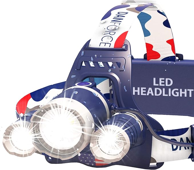 DanForce Headlamp. USB Rechargeable LED Head Lamp. Ultra Bright LUMINUS 1080 Lumen Head Flashlight + Red Light. HeadLamps for Adults, Camping, Outdoors & Hard Hat Work. Zoomable IPX54 Headlight