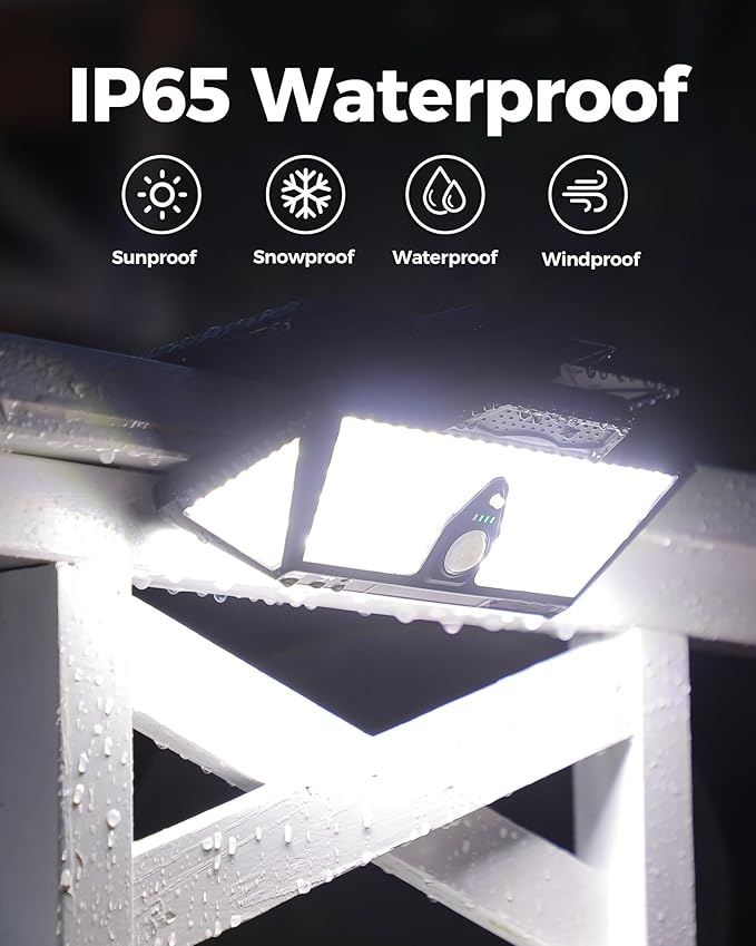 208Leds Solar Lights Outdoor,Clip on Motion Sensor Outdoor Lights,6000K,1000LM High Bright Solar Powered Flood Light with 3 Mounting Ways for Bakcyard Fence Garage Camping