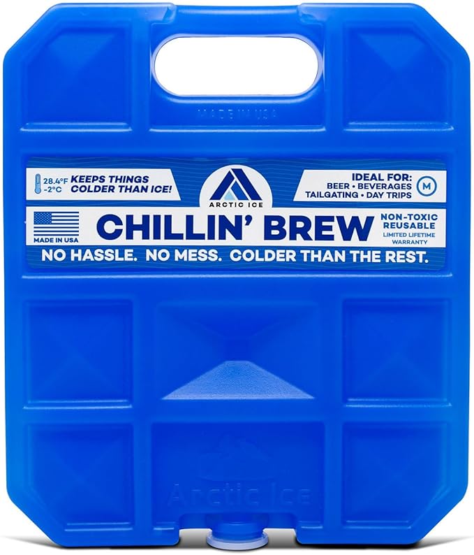 Arctic Ice Chillin' Brew Series Long Lasting Reusable Ice Pack - Freezes at 28° Fahrenheit - Designed to Keep Beverages Colder Than Ice