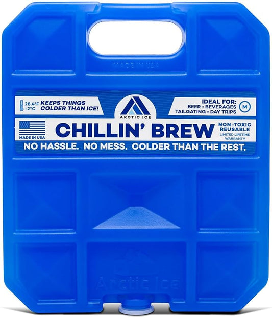 Arctic Ice Chillin' Brew Series Long Lasting Reusable Ice Pack - Freezes at 28° Fahrenheit - Designed to Keep Beverages Colder Than Ice