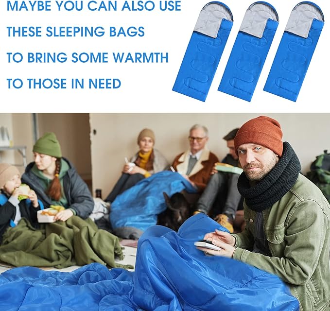 10 Pcs 0 Degree Camping Sleeping Bags Bulk for Adults Cold Weather Sleeping Bags 4 Season Warm Waterproof Lightweight with Compression Sack for Backpacking Hiking Travel Homeless