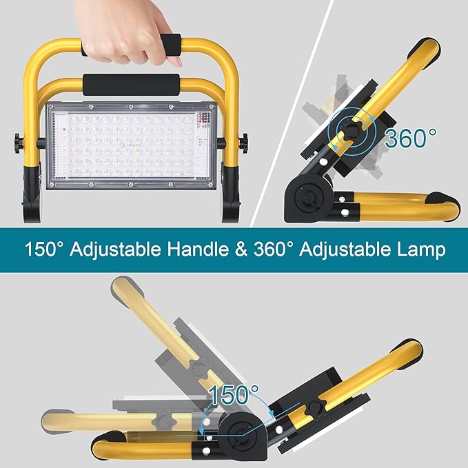 ERAY LED Construction Spotlight, LED Work Light 8000LM 13500mAh LED Work Light 2 Charging Methods / 4 Modes/Power Bank/Remote Control/Timer / 70 LED, LED Solar Construction Light for Camping