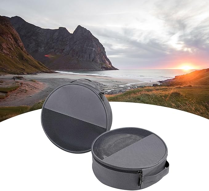 Round Plate Carriers Bag with Zippers and Handle for Outdoor Camping Tableware Storage Dish Organizers Picnics Plate Bag