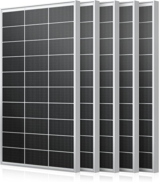 200 Watt Solar Panel 18BB N-Type 5Pcs 1000W Solar Panel 12V 24.3% High Efficiency Monocrystalline PV Module for RV Camper Marine Home Rooftop Power Station Off-Grid Systems