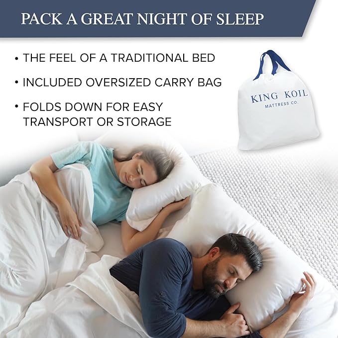 King Koil Luxury Twin Air Mattress with Built-in Pillow Top & Integrated High-Speed Patented Pump – 20" Inflatable Twin Blow Up Airbed for Camping, Home & Guests, Waterproof, 1-Year Warranty