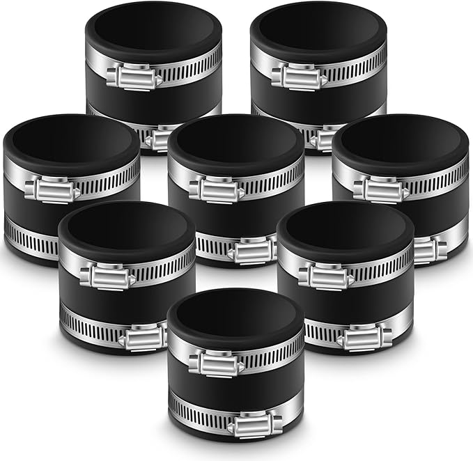 Minatee 8 Pcs Dust Control Flex Cuffs with Stainless Steel Hose Clamps, Flexible PVC Coupling for Plastic and Copper Plumbing Connections, Connector Ports Dust Collection Fittings (2-1/2 Inch)