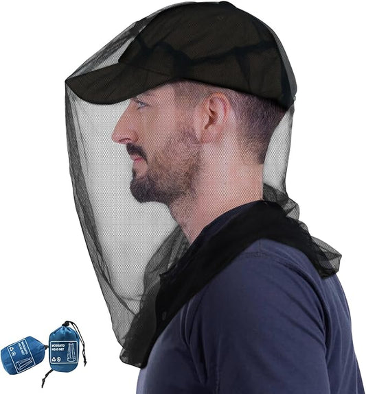 South to East Premium Mosquito Head Net for Insect, 2 Pack, Fly & Bug Protection | Ultra Large & Long, Extra Fine Holes for Camping, Hiking, Fishing, Gardening, Safari, Fits All Hats for Men & Women
