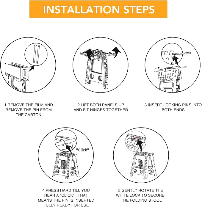 Delxo 16 Inch Folding Step Stool,Foldable Stool for Adults,Portable Collapsible Plastic Stepstool,Non Slip Folding Stools for Kitchen Bathroom Bedroom Up to 400LBS,(Grey 1PC)