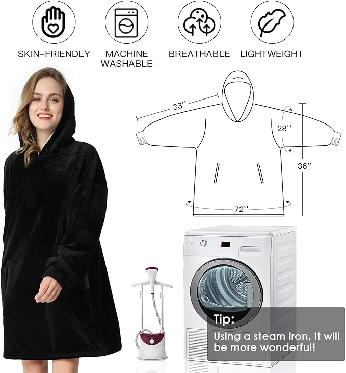 LetsFunny Blanket Hoodie,Oversized Wearable Sherpa Fleece Blanket Sweatshirt,Super Soft Warm Cozy with Giant Pocket,Gifts for Women Men Adults Teenagers Kids, One Size Fits All