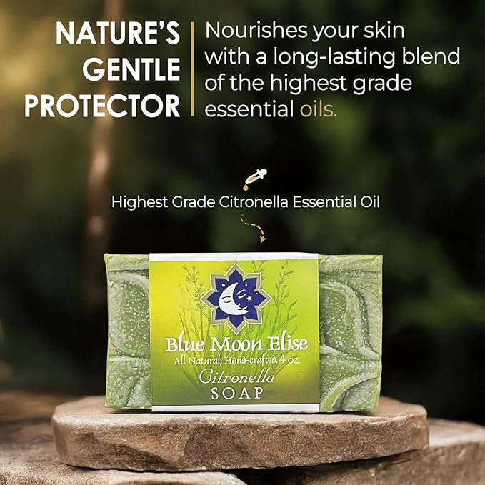 All Natural Citronella Soap Bars, Scented with Premium Citronella Essential Oils, Handmade in the USA, A Must-Have Outdoors and Camping Soap (5 pack)