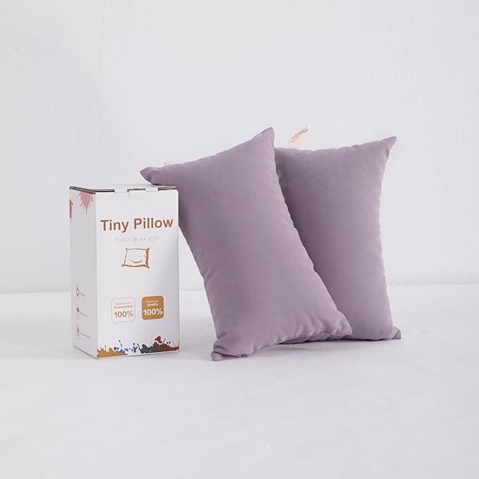 BEDSUM 2 Pack Tiny Pillows, 11"x7" Microfiber Mini for Toddler, Travel, Pets - Soft, Machine Washable Small for Neck, Wrist, and Knee Comfort, Lavender