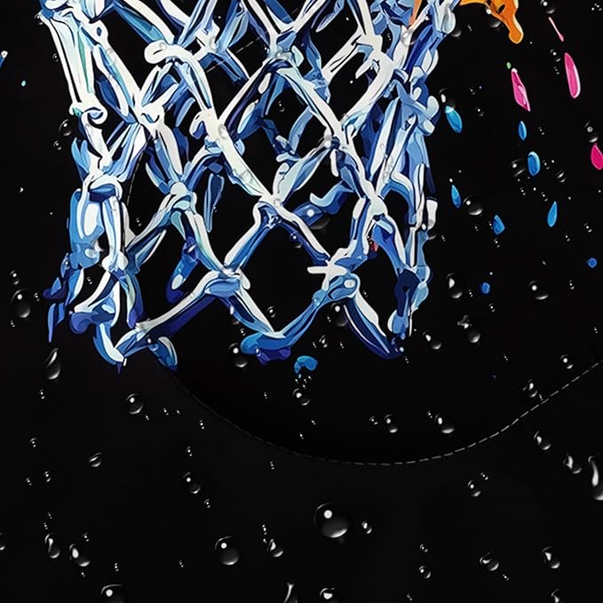 AILONEN Blue Glowing Basketball Sleeping Bag for Kids Boys,Warm and Cool Weather,Lightweight,Waterproof Backpacking,City Theme Ball Sports Sleeping Bag for Camping