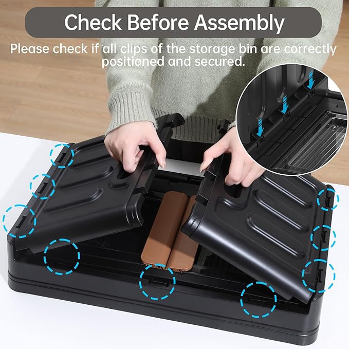 HAIXIN Storage Bin with Lid - 8.4 Gal Foldable Closet Storage and Organizers Stackable Plastic Box Black Cube Container for Home Garage Office Craft, 1 Pack