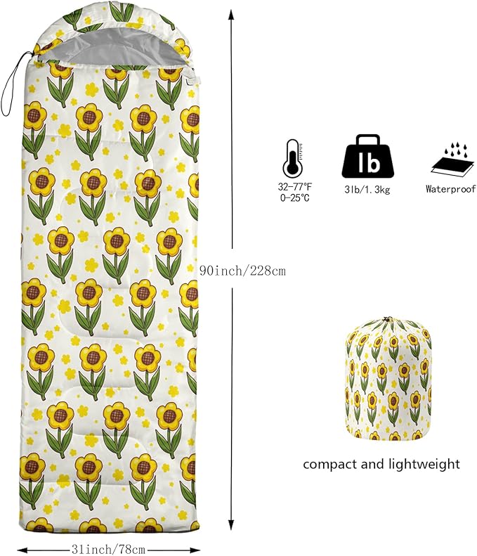 AILONEN Pink Lovely Rabbit Sleeping Bag for Girls Kids Adults,Warm and Cool Weather,Lightweight,Waterproof Backpacking,Cartoon Flowers Printed Bunny Sleeping Bag for Camping