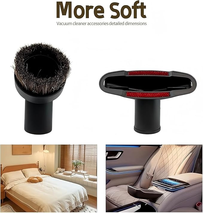 13-Piece 1 1/4 Inch Shop Vac Attachments Cleaning Kit With Vacuum Floor Brush/Dryer Lint Vac Attachment/Flexible Crevice Tool (Hose Adapters for 1 1/4" to 2 1/2"Hoses)