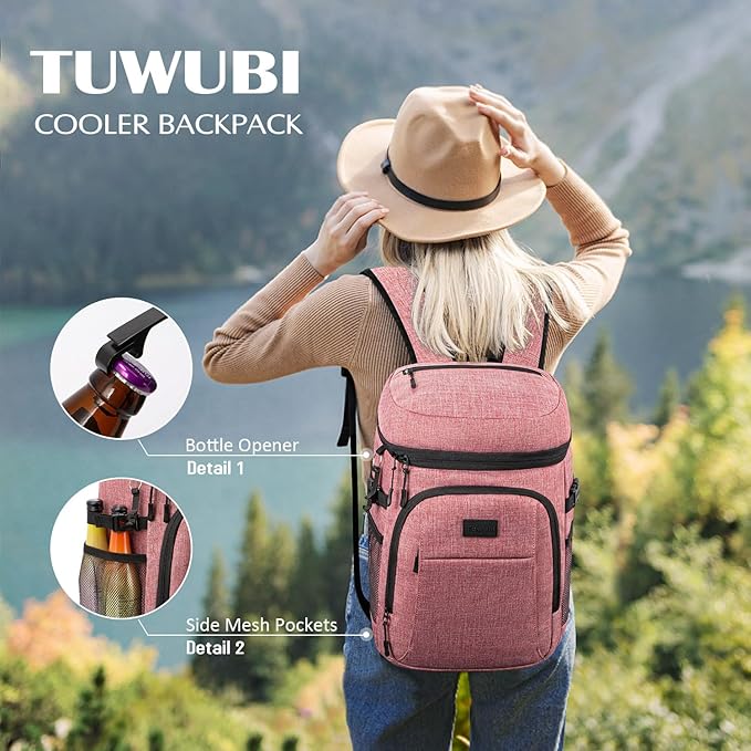 Tuwubi Cooler Backpack 35/42 Cans, Backpack Coolers Insulated Leak Proof for Men Women, Waterproof Soft Sided Lunch Camping Beach Travel Ice Chest Backpack Cooler Bag