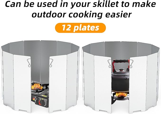 Camping Stove Windscreen 12 Plates Ultralight Folding Camp Stove Windscreen Portable Camping Stove Windshield for Use with Alcohol Stoves and Other Backpacking Stoves Butane Stoves