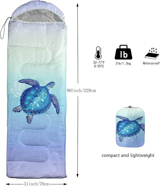 QOOMO Camping Sleeping Bags,3 Season Warm & Cool Weather,Lightweight,Waterproof Sleeping Bags for Adults & Kids,Traveling,and Outdoors,Camping Gear Equipment