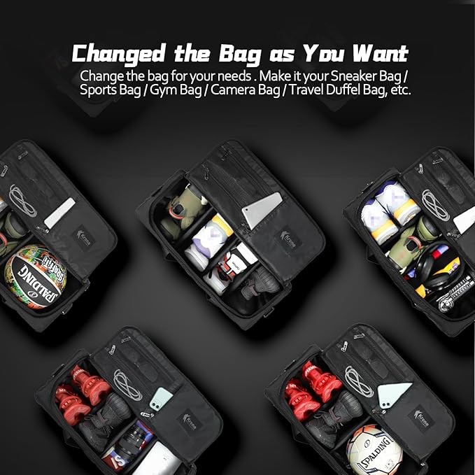 Sneaker Bag for Travel/Sneakerhead gift/Outdoor Sports Bag/Gym Bag /, A Multi-functional Travel Duffel Bag with 3 Adjustable Dividers, & Shoulder Strap,Made of Nylon, by Krone Kalpasmos-classic