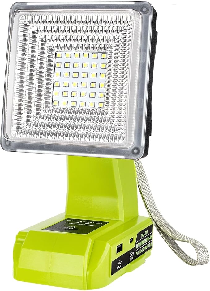 25W 2000LM Cordless LED Work Light Compatible with Ryobi One 18V Battery Portable Flood Lights for Outdoor Indoor Workshop Job Site, LED Floodlight with Pivoting Head/USB Port(No Battery)