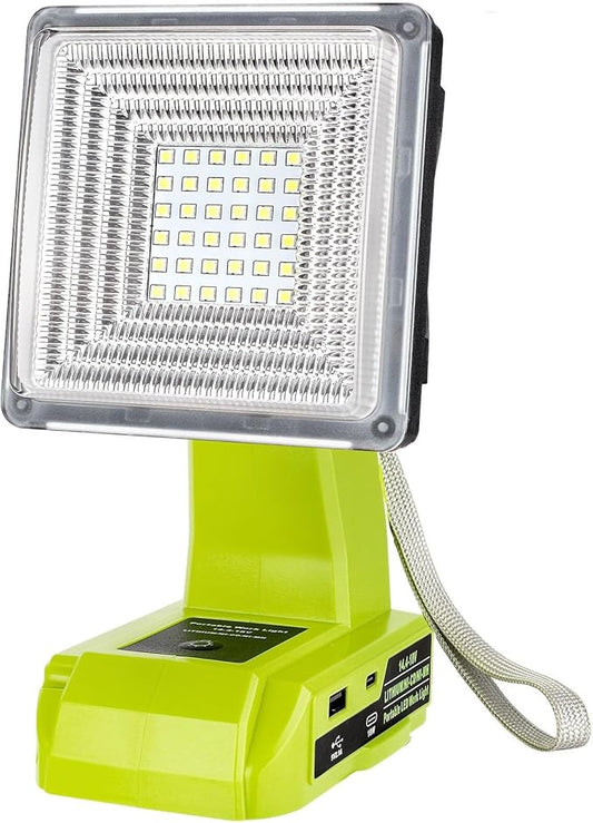 25W 2000LM Cordless LED Work Light Compatible with Ryobi One 18V Battery Portable Flood Lights for Outdoor Indoor Workshop Job Site, LED Floodlight with Pivoting Head/USB Port(No Battery)