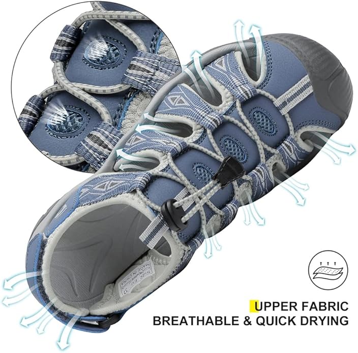 Dannto Women's Sport Hiking Sandals Closed Toe Outdoor Athletic Walking Sandal Lightweight Summer Water Shoes