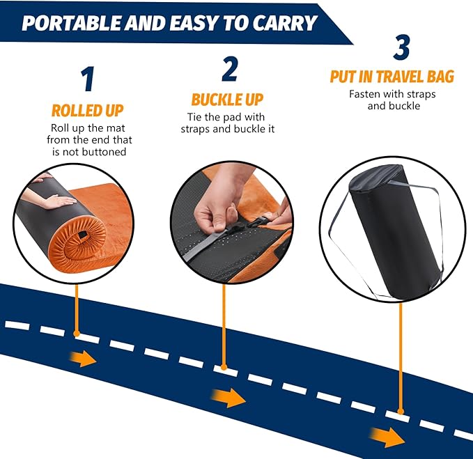 CYMULA CertiPUR-US Memory Foam Camping Mattress Pad, Portable Foam Sleeping Pad for Camping, Roll up Sleeping Mat for Adults Guest Floor Bed for Sleepover, Car, Tent SUV Cot Mattress