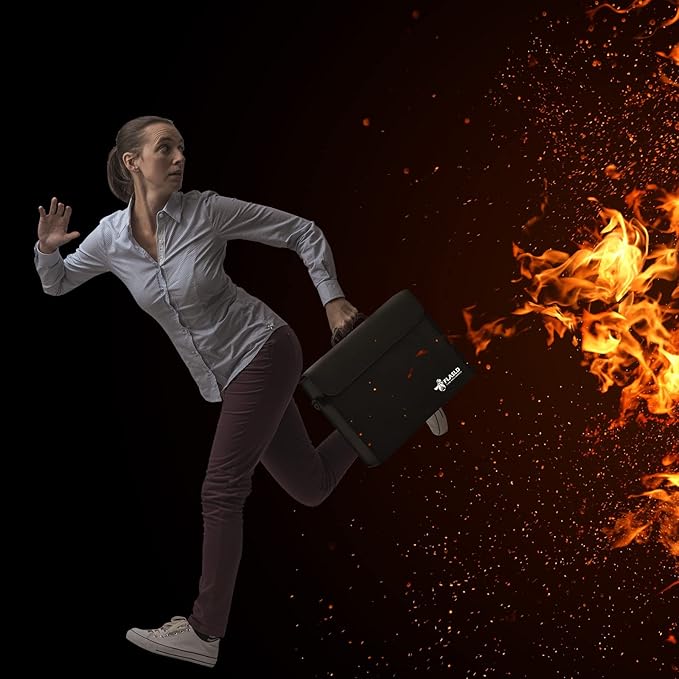 FLASLD Fireproof Document Bags, 15x12x5” Large Fireproof & Water Resistant Bag, Holder Home Office Portable Filing Storage for Valuables, Fireproof Folder FireSafe Box for Cash, Passport