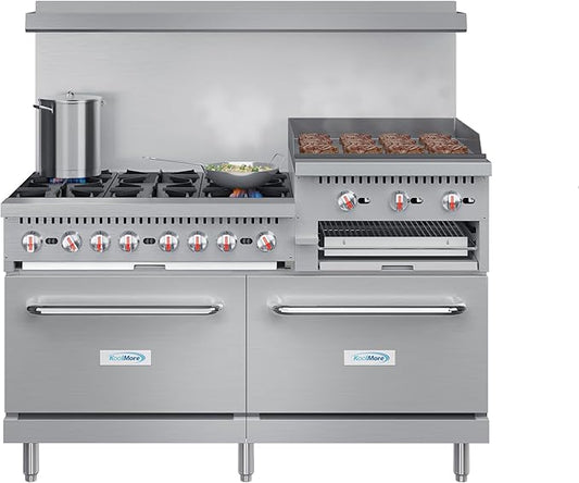 KoolMore KM-CRGB60-LP 60 in. 6 Burner Commercial Liquid Propane Range with 24 in. Griddle and Broiler