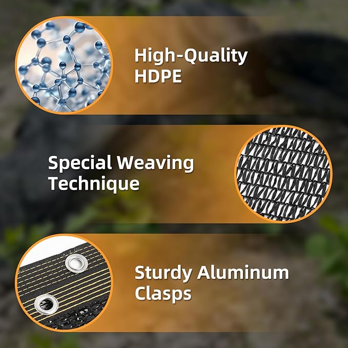 50% Shade Cloth, 10x12FT Sun Shade Cover Net Mesh Tarp with Grommets for Greenhouse, Plant, Garden, Patio, Pergola, Sun Shade Canopy Black