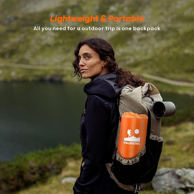 4 Inch Thick Double Sleeping Pad for Camping, with Foot Pump and Pillow, Lightweight Camping Mattress 2 Person for Outdoors, Backpacking, Hiking