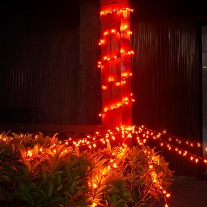 100 Count Orange String Lights Plug in, 21ft Fall Lights with Black Wire, Orange Lights for Halloween Decorations Indoor, Mini String Lights Outdoor Tree Porch,Party Decor