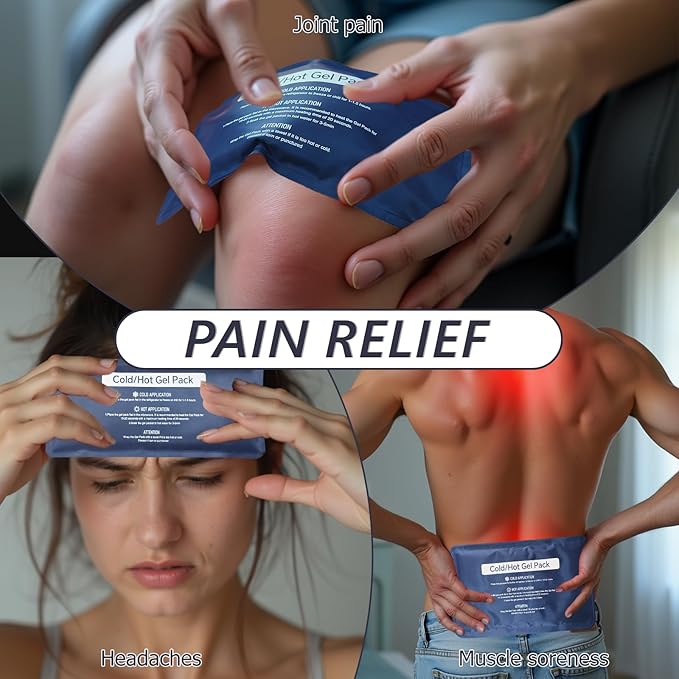 Hot & Cold Gel Packs for Pain Relief 8x12 Inch Ice Packs Reusable Blue Cold Packs for Swelling, Bruises, Injuries, Surgery, Toothache