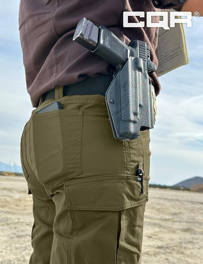 CQR Women's Flex Stretch Tactical Pants, Water Resistant Ripstop Cargo Work Pants with Pockets for Outdoor & Hiking