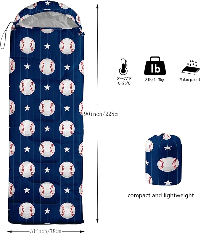 QOOMO Camping Sleeping Bags,3 Season Warm & Cool Weather,Lightweight,Waterproof Sleeping Bags for Adults & Kids,Traveling,and Outdoors,Camping Gear Equipment