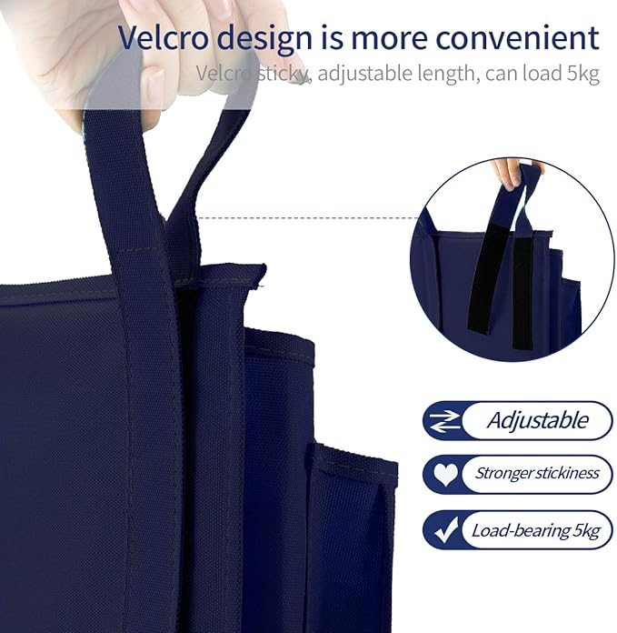 Bseash Bunk Bed Organizer, Bedside Caddy Hanging Bed Organizer Storage Bag 8 Pockets, for College Dorm Rooms Bed, Hospital Bed, Baby Bed Rails, 600D Oxford Cloth (Navy Blue)