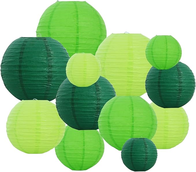 BEISHIDA 12 Pcs Forest Mix Paper Lanterns,Hanging Decorative Chinese Japanese Round Paper Lantern Lamp for Birthday Wedding Baby Bride Shower Home Party Decoration