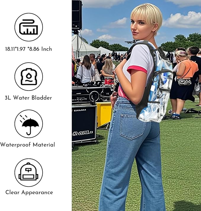 Reflective Hydration Backpack, Hydration Pack - Water Backpack with 2L/3L Hydration Bladder, Essential for Festivals - Rave Hydration Pack for Hiking, Running, Cycling, and Festivals