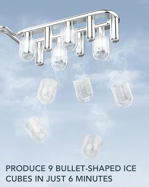 Ice Maker Countertop, Efficient Easy Carry Ice Machine, Self-Cleaning Ice Maker with Ice Scoop & Basket, 9pcs/ 8mins 26.6Lbs Per Day for Home/Office/Kitchen,Green