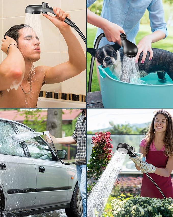 AUTOPkio Portable Camping Shower, Rechargeable Camp Shower Pump with USB Cable & Electric Outdoor Shower Head Sprayer for Camping, Hiking, Pet Bathing, Washing