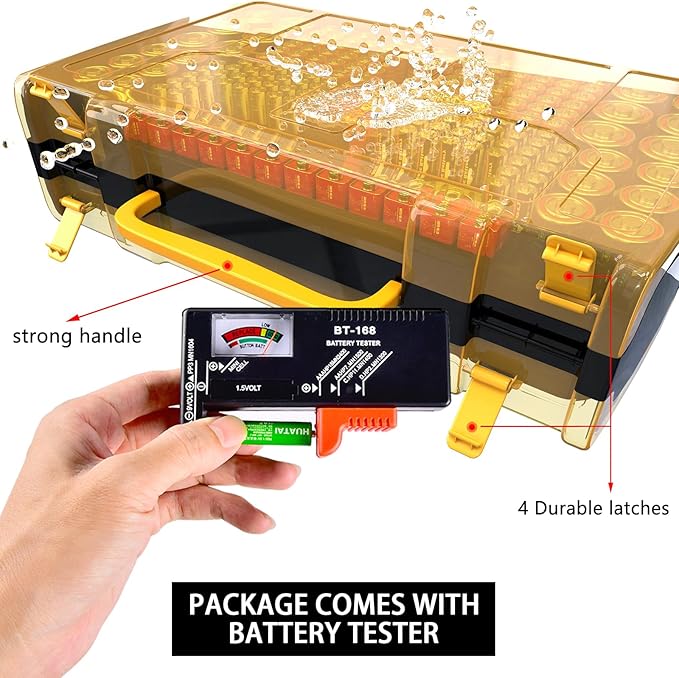 Large Capacity 269 Battery Organizer Storage Case with Tester, Double-Side Battery Holder Container for AA AAA AAAA C D 9V Lithium 3V CR123 CR1632 18650 Batteries(Box Only) (Black)