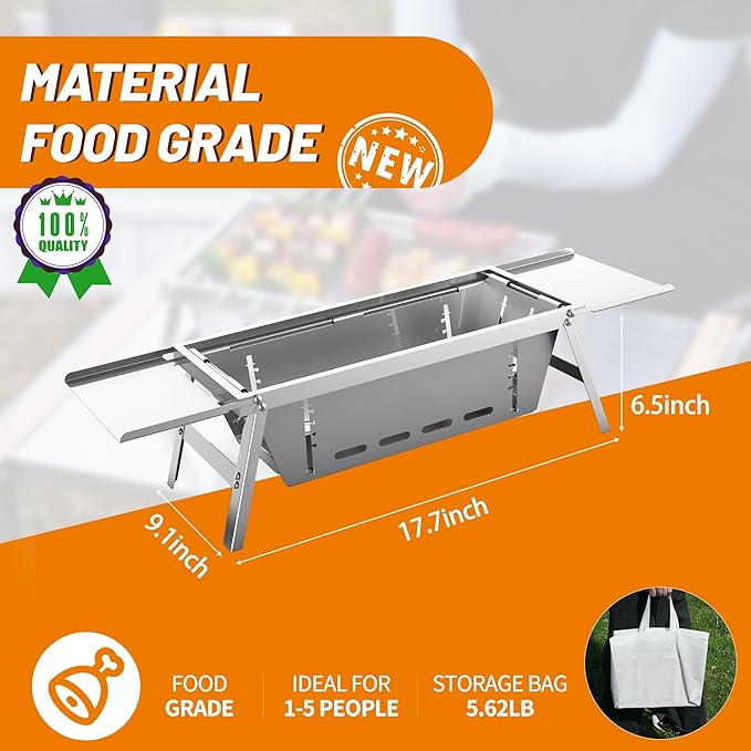𝐁𝐚𝐫𝐛𝐞𝐜𝐮𝐞 𝐆𝐫𝐢𝐥𝐥𝐬,Portable 𝐂𝐡𝐚𝐫𝐜𝐨𝐚𝐥 𝐆𝐫𝐢𝐥𝐥 Foldable Grills ,𝐒𝐦𝐚𝐥𝐥 𝐆𝐫𝐢𝐥𝐥𝐬 𝐎𝐮𝐭𝐝𝐨𝐨𝐫 𝐂𝐨𝐨𝐤𝐢𝐧𝐠 for Travel, 𝐂𝐚𝐦𝐩𝐢𝐧𝐠 𝐒𝐦𝐨𝐤𝐞𝐫 𝐁𝐁𝐐 𝐆𝐫𝐢𝐥𝐥,Stainless Steel Table Top Grill Charcoal for Outdoor Cooking,Camping,Backyard