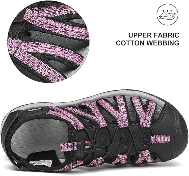 Dannto Women's Closed Toe Hiking Sandals Walking Water Sandal Comfort Athletic Sport Outdoor Sandals